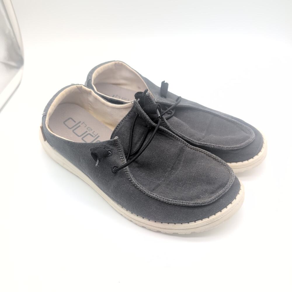 Hey Dude Wendy Chambray Off Black Slip On Loafers Women's 11